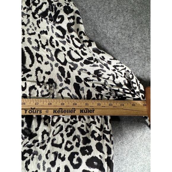 JM Collection Blouse Women 18W Animal Print Linen Long Sleeve Button Front Matur - Picture 4 of 8